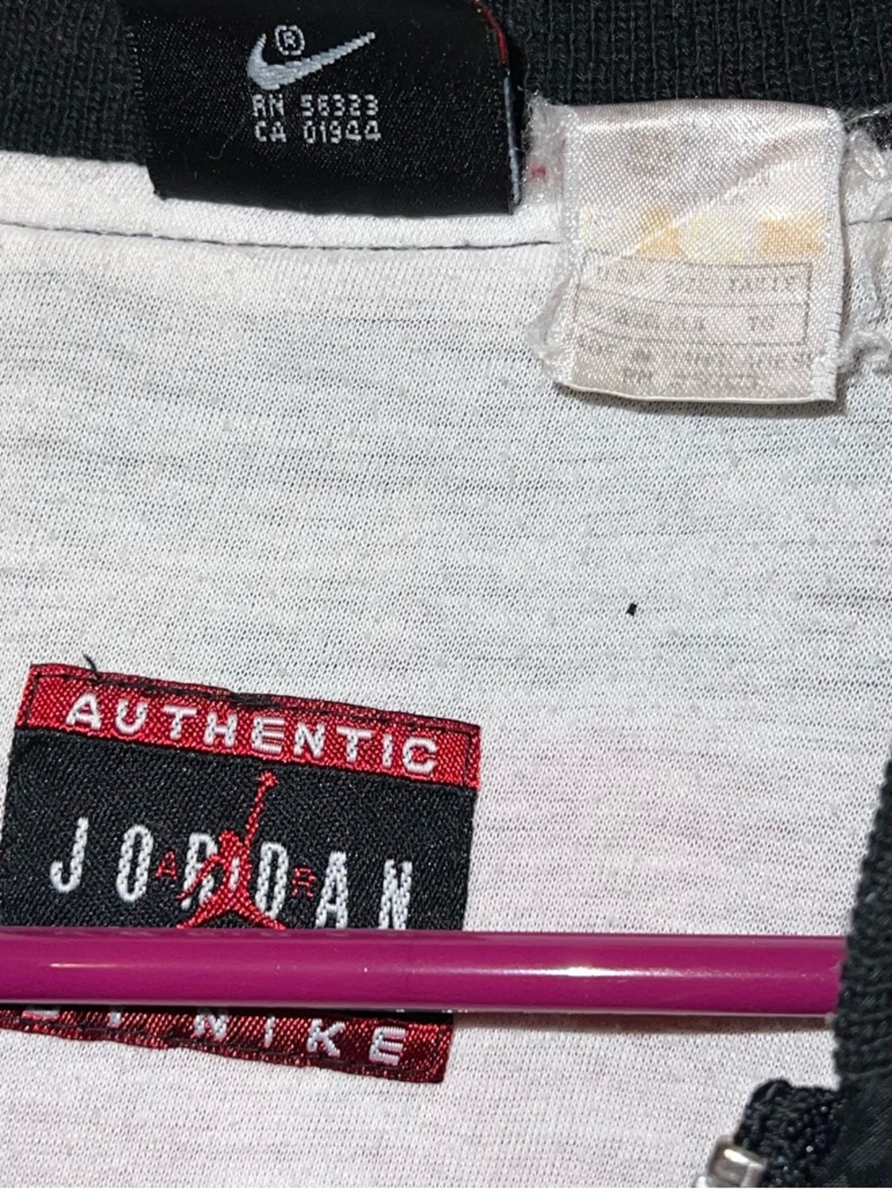 90s Rare Nike Air Jordan Black Red Green Bomber Zip Up Nylon Jacket Size XL - Picture 12 of 14